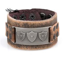 Leder Armbänder für Männer klassischen Design Neu 2014, Rosenkranz Stil Leder Armbänder Großhandelspreis
